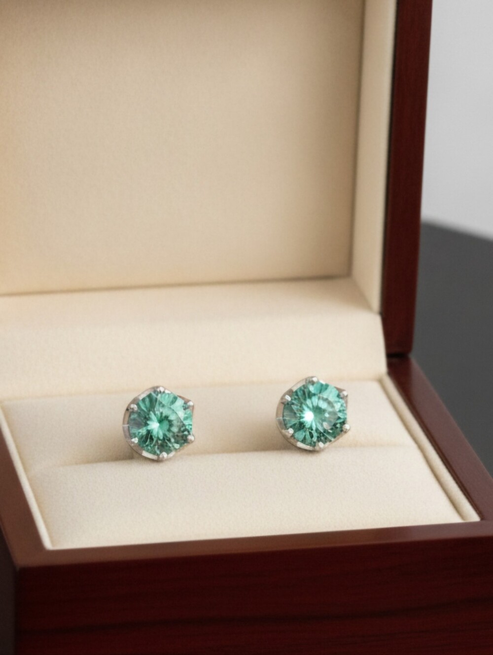 1 CTW Cyan Moissanite Stud Earrings